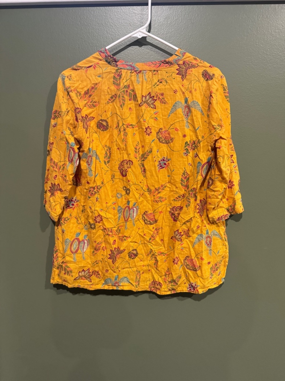 Fabindia Yellow Floral Print Tunic 100% Cotton Medium - Picture 4 of 6